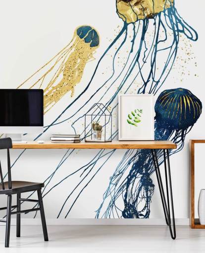 navy and gold jellyfish wallpaper navy and gold jellyfish wallpaper