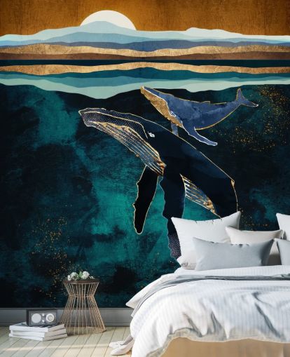 mørk blå hval og kalv tapet mørk blå hval og kalv tapet