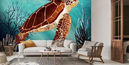 Marine Life Sea Turtle Shell Coral Colorful Bubble Shower Curtain Bathroom  Decor