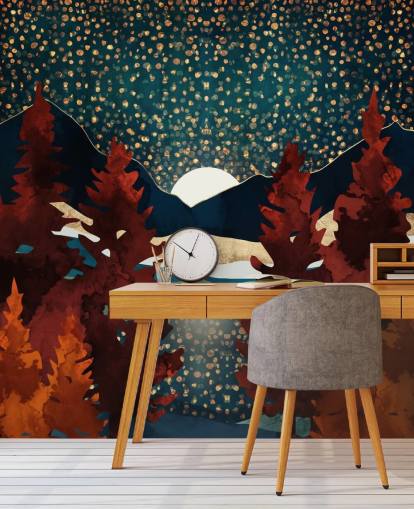 papel de parede de laranjeiras e céu noturno papel de parede de laranjeiras e céu noturno