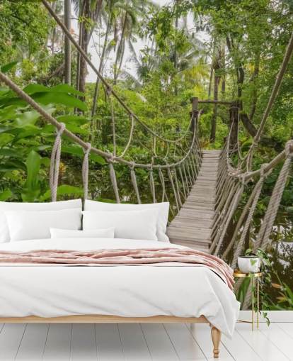 Puu- ja köysilta viidakossa Taustakuva Puu- ja köysilta viidakossa Taustakuva