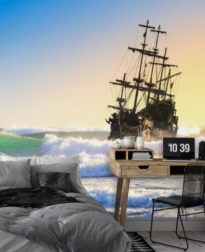 pirate ship on waves wallpaper pirate ship on waves wallpaper