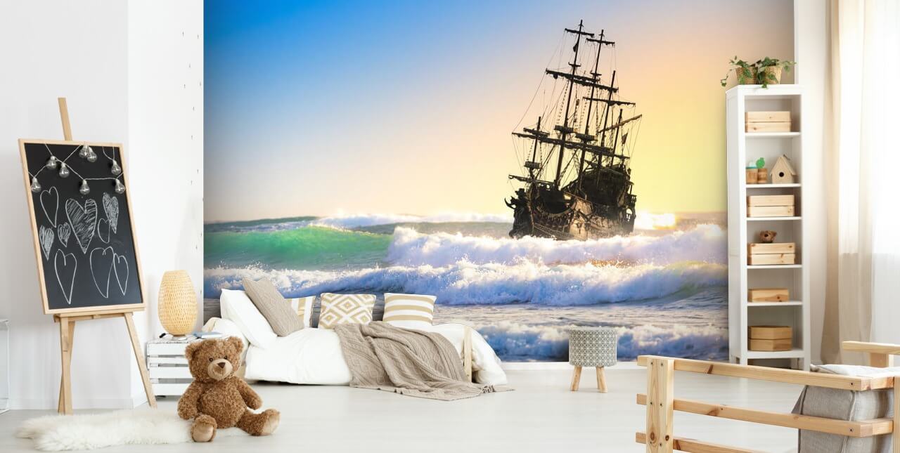pirate ship on waves wallpaper