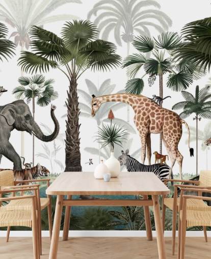 fond d'écran éléphant, girafe et autres animaux dans la jungle fond d'écran éléphant, girafe et autres animaux dans la jungle