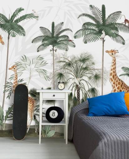 trio giraffen in vintage junglebehang trio giraffen in vintage junglebehang