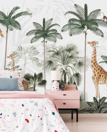 trio of giraffes in vintage jungle wallpaper trio of giraffes in vintage jungle wallpaper