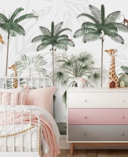 trio of giraffes in vintage jungle wallpaper trio of giraffes in vintage jungle wallpaper