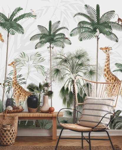 trio giraffen in vintage junglebehang trio giraffen in vintage junglebehang