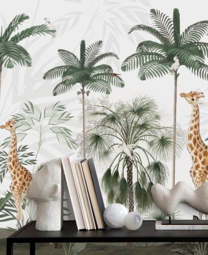 trio giraffen in vintage junglebehang trio giraffen in vintage junglebehang