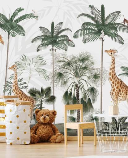 trio giraffen in vintage junglebehang trio giraffen in vintage junglebehang