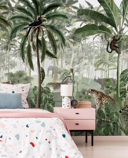 vintage style jungle with animals wallpaper vintage style jungle with animals wallpaper
