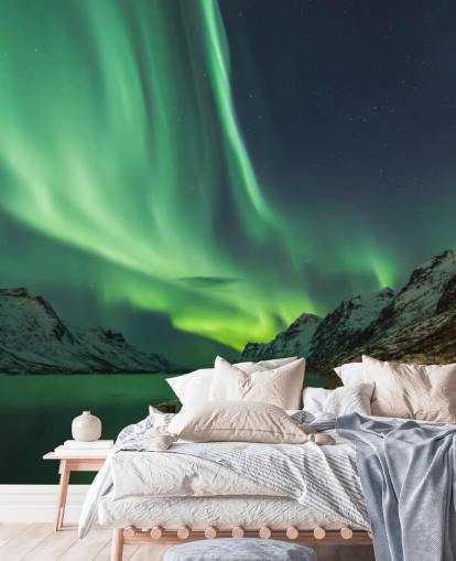 Carta da parati murale con aurora boreale a Tromsø Carta da parati murale con aurora boreale a Tromsø