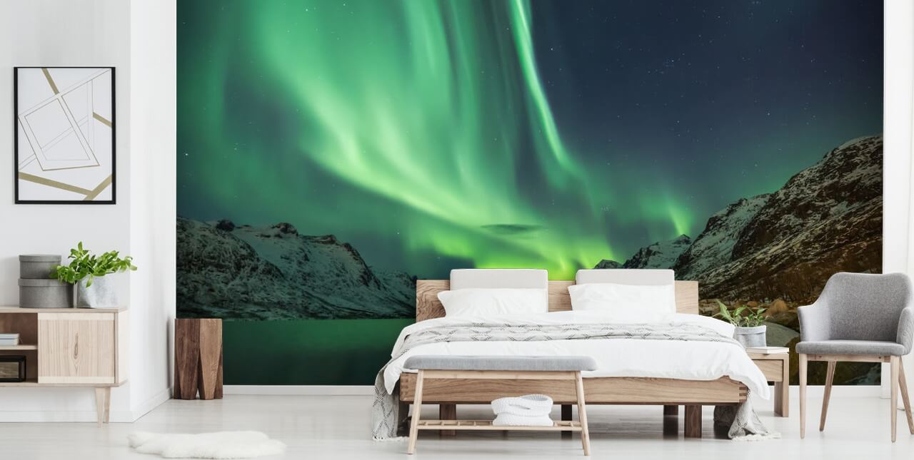Aurora Borealis in Tromsø Behangmuurschildering Aurora Borealis in Tromsø Behangmuurschildering