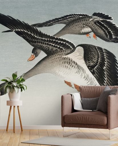 Gänse und Mond Tapete Gänse und Mond Tapete