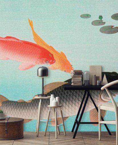 fondo de pantalla de peces koi naranja y negro fondo de pantalla de peces koi naranja y negro