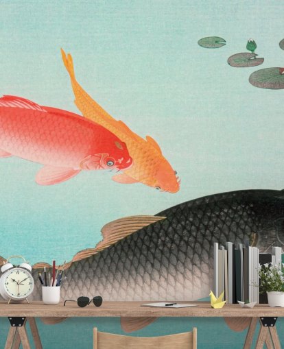 fondo de pantalla de peces koi naranja y negro fondo de pantalla de peces koi naranja y negro