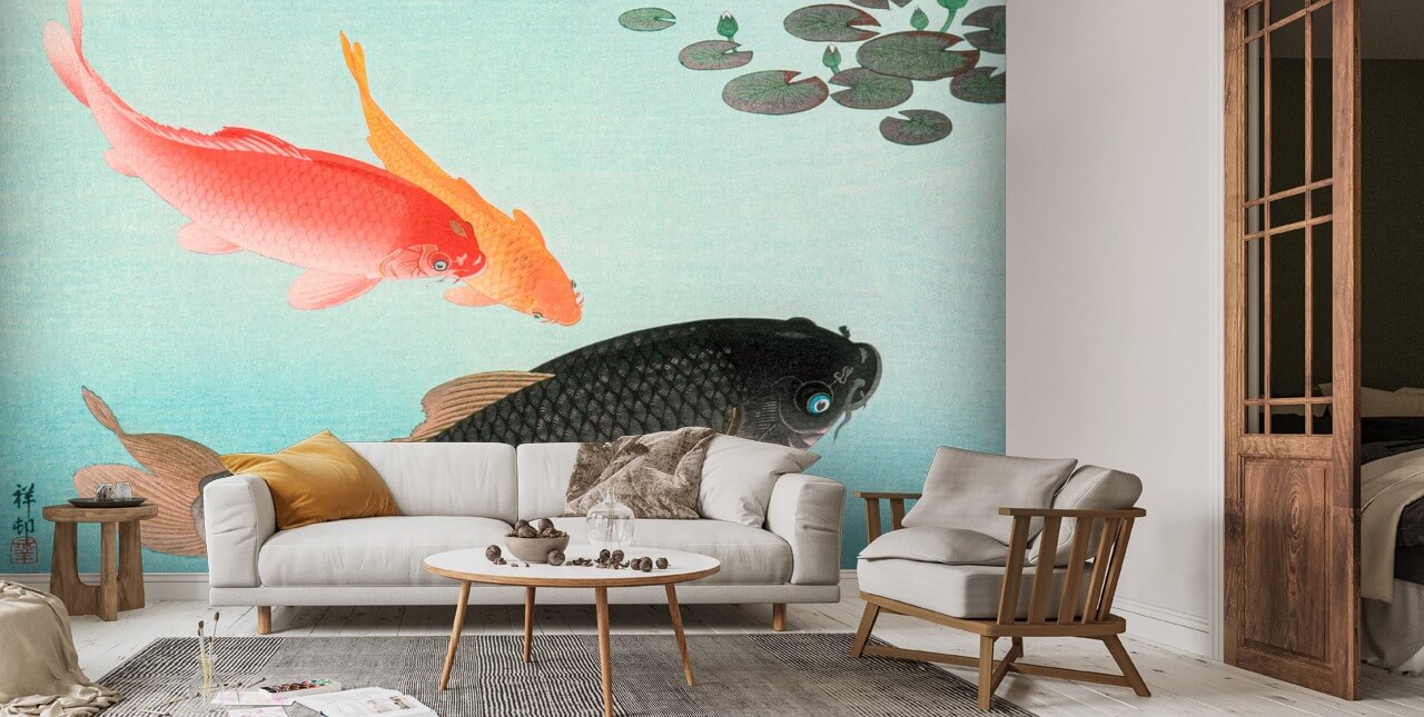 Common and Golden Carp Wall Mural | Wallsauce UK