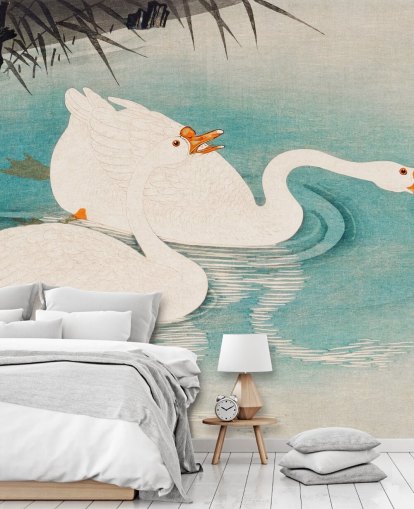 papel de parede de gansos brancos e águas turquesas papel de parede de gansos brancos e águas turquesas