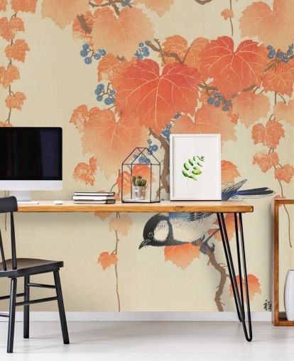 papel tapiz de hojas de naranja y herrer papel tapiz de hojas de naranja y herrer