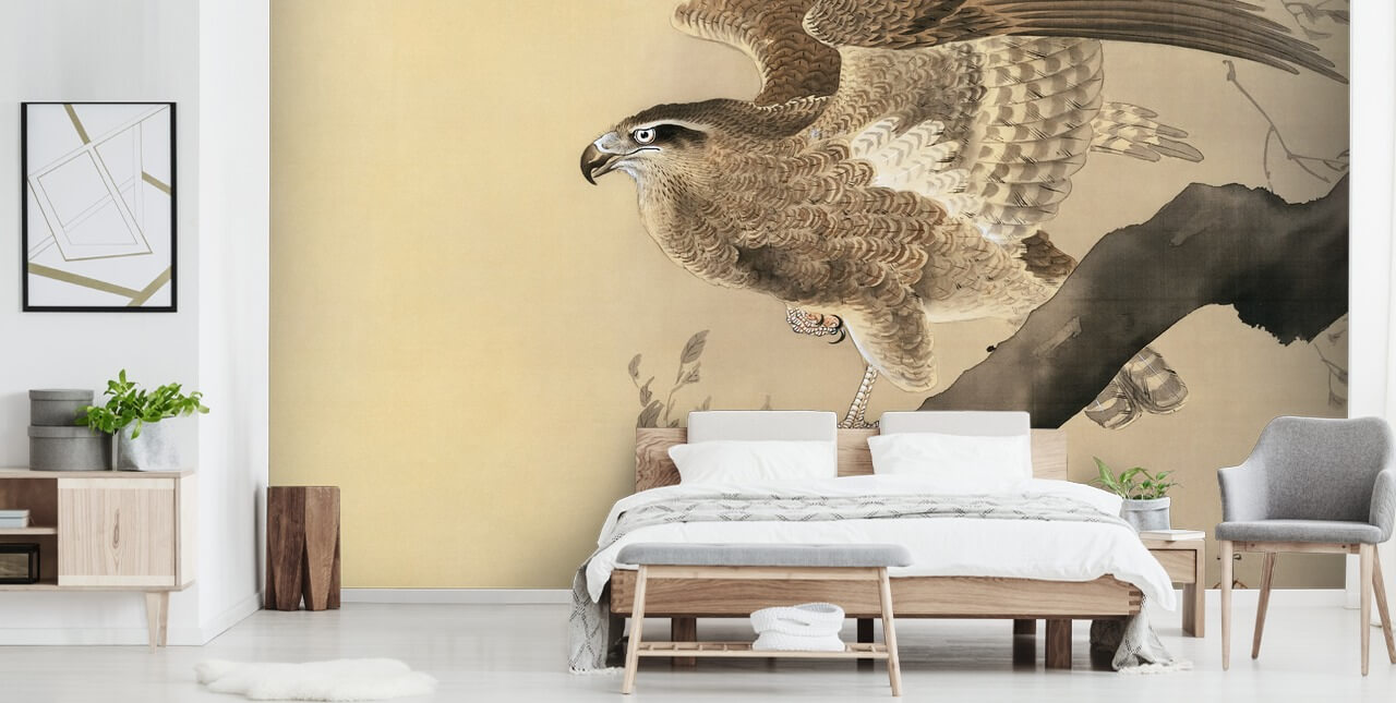 papier peint peinture orientale aigle