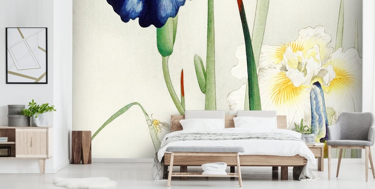 bemalte blaue Iris Tapete
