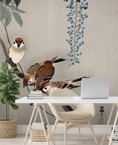 Descargar el fondo de pantalla sparrow, wisteria oriental Descargar el fondo de pantalla sparrow, wisteria oriental