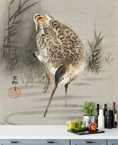 bird with long beak oriental painting wallpaper bird with long beak oriental painting wallpaper