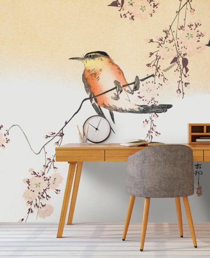 pájaro cantor en rama de cerezo en flor fondo de pantalla pájaro cantor en rama de cerezo en flor fondo de pantalla