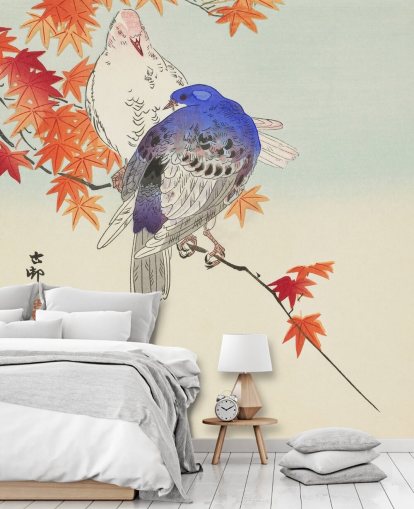 Herbstblätter und Tauben Tapete Herbstblätter und Tauben Tapete