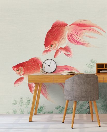 papier peint poisson oriental rose papier peint poisson oriental rose