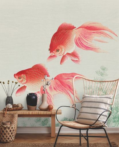 roze oosterse vis behang roze oosterse vis behang