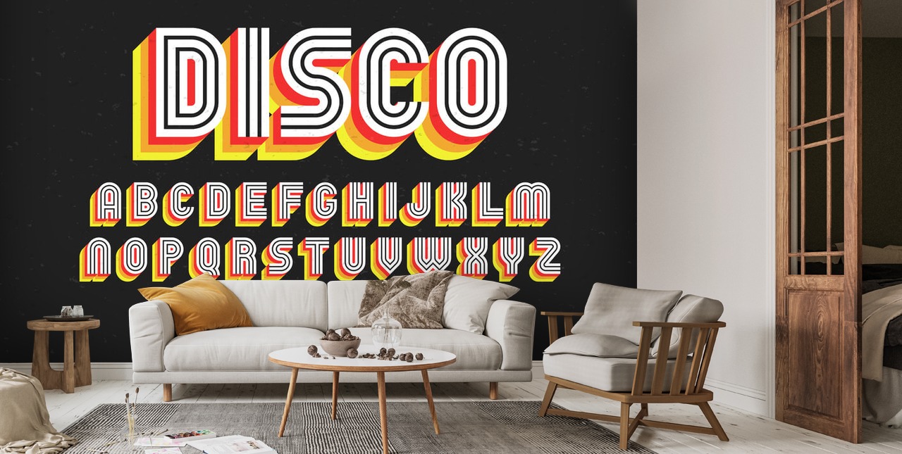 S Retro Font Disco Style Alphabet And Numbers Wallsauce Us