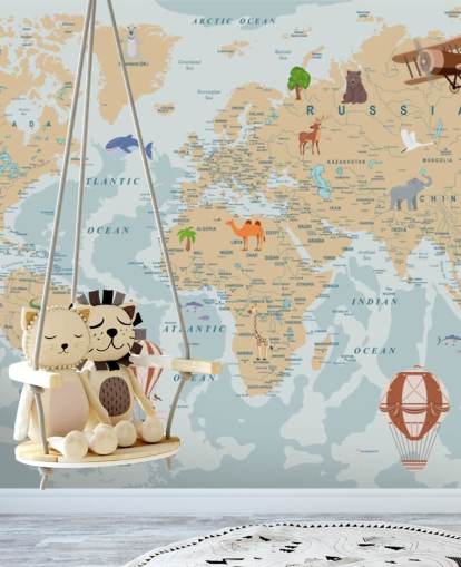 light brown and blue kids world map wallpaper light brown and blue kids world map wallpaper