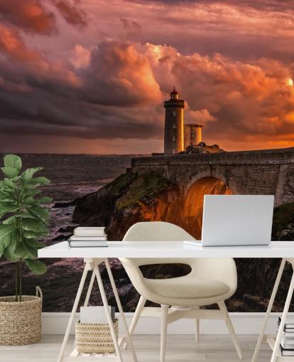 Sunset kystnære fyrtårn vægmaleri Sunset kystnære fyrtårn vægmaleri