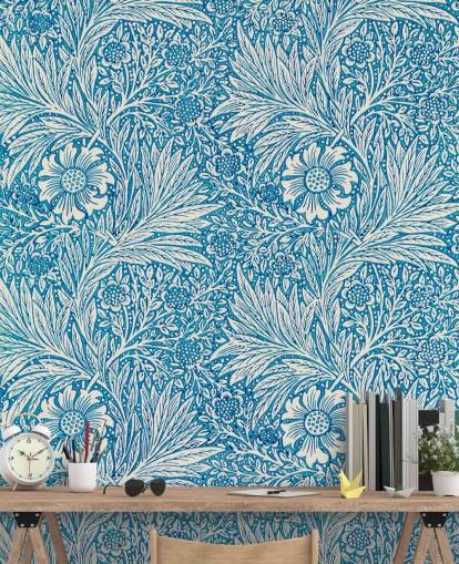 blaue und weiße Vintage-Blumentapete blaue und weiße Vintage-Blumentapete