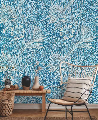 papel de parede floral vintage azul e branco papel de parede floral vintage azul e branco