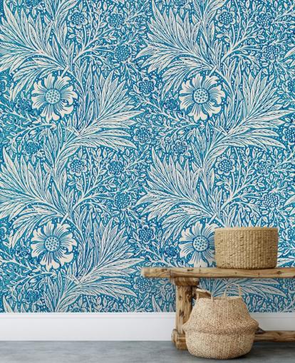 blauw en wit vintage bloemenbehang blauw en wit vintage bloemenbehang