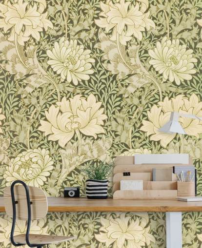 grøn og off-white vintage blomster tapet grøn og off-white vintage blomster tapet