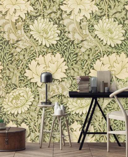 green and off-white vintage flowers wallpaper green and off-white vintage flowers wallpaper