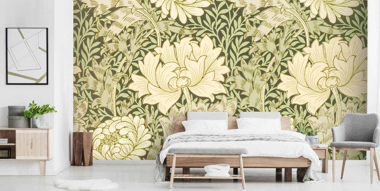 gröna och benvita vintage blommor tapeter gröna och benvita vintage blommor tapeter