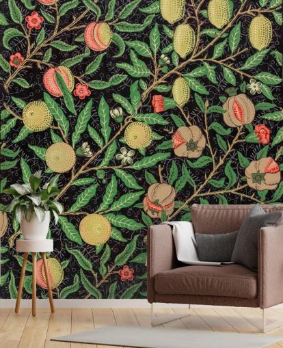 fundo preto com papel de parede de limões e pêssegos amarelos fundo preto com papel de parede de limões e pêssegos amarelos