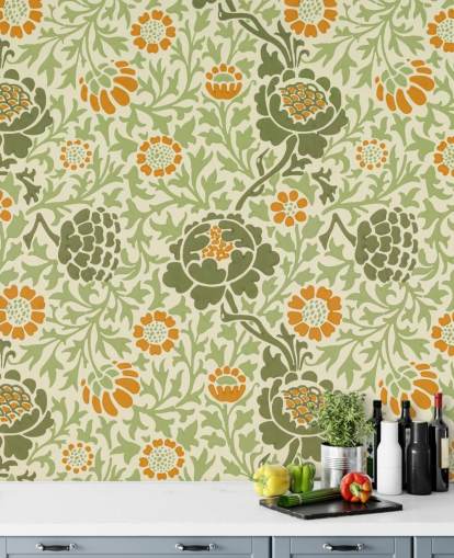 papel de parede flor verde e laranja papel de parede flor verde e laranja