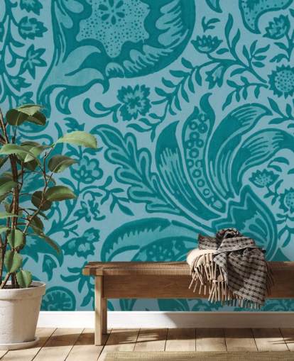 papel pintado azul estilo paisley papel pintado azul estilo paisley