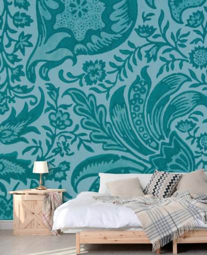 paisley-stijl blauw behang paisley-stijl blauw behang