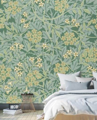 bladeren en bloemen groen behang bladeren en bloemen groen behang