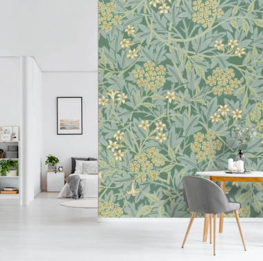 leaves and flowers green wallpaper
