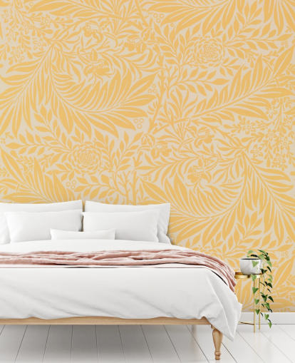 papel de parede floral vintage amarelo e branco papel de parede floral vintage amarelo e branco