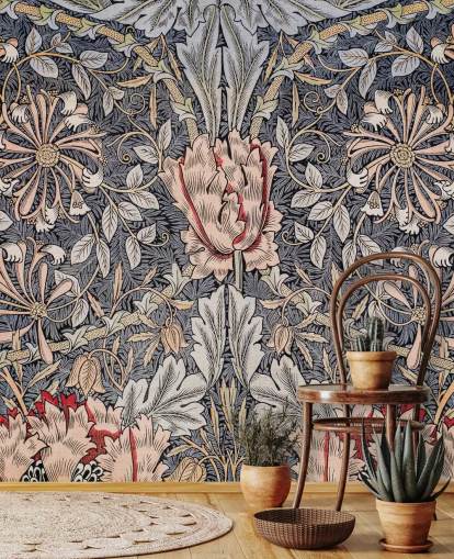 blue, pink and red vintage floral wallpaper blue, pink and red vintage floral wallpaper