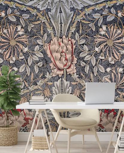 blue, pink and red vintage floral wallpaper blue, pink and red vintage floral wallpaper