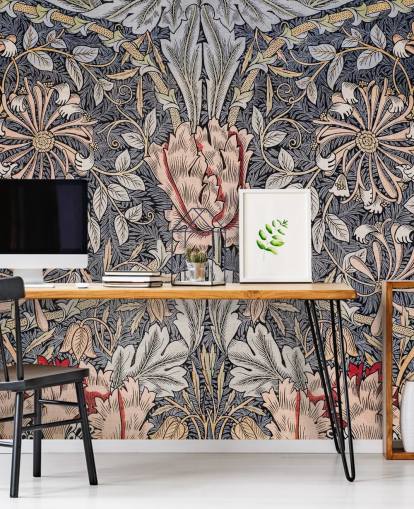 blue, pink and red vintage floral wallpaper blue, pink and red vintage floral wallpaper